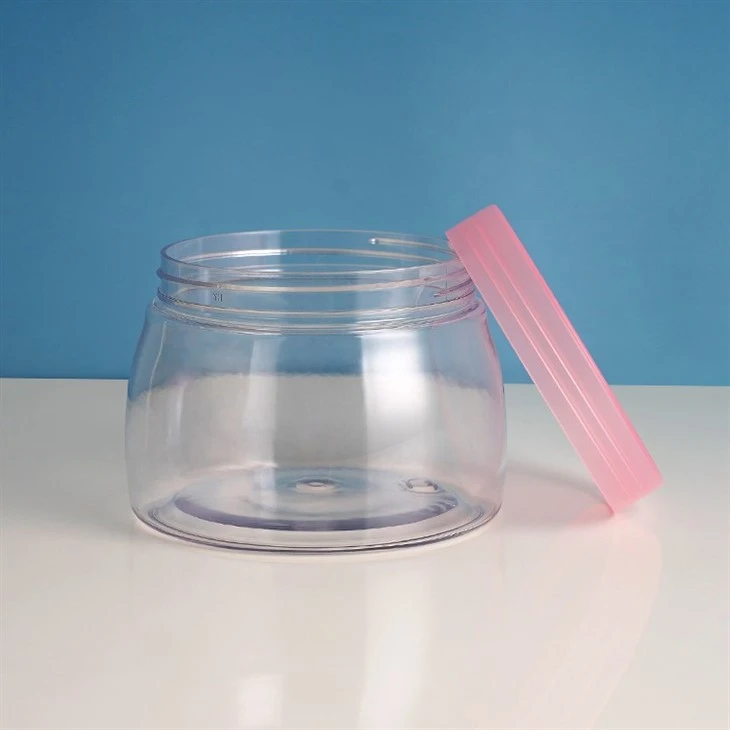 Transparent Color Flat Shape Cosmetic Plastic Jars Body Butter Body Scrub Container PET Face Cream Jar Skincare Container Jar