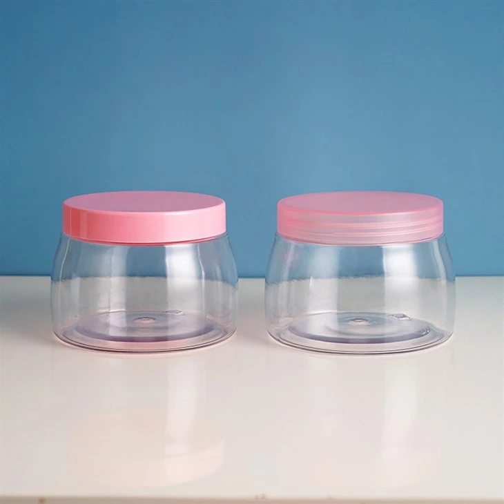 Transparent Color Flat Shape Cosmetic Plastic Jars Body Butter Body Scrub Container PET Face Cream Jar Skincare Container Jar